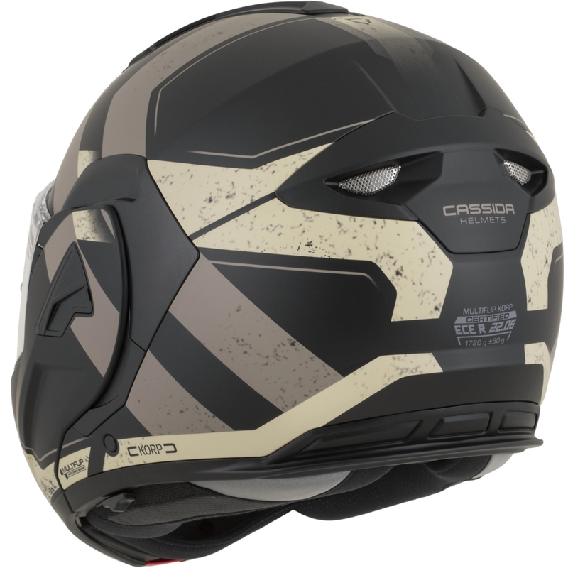 Cassida MultiFlip Korp opklapbare motorhelm matzwart-zand-khaki