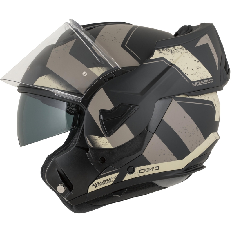 Cassida MultiFlip Korp opklapbare motorhelm matzwart-zand-khaki