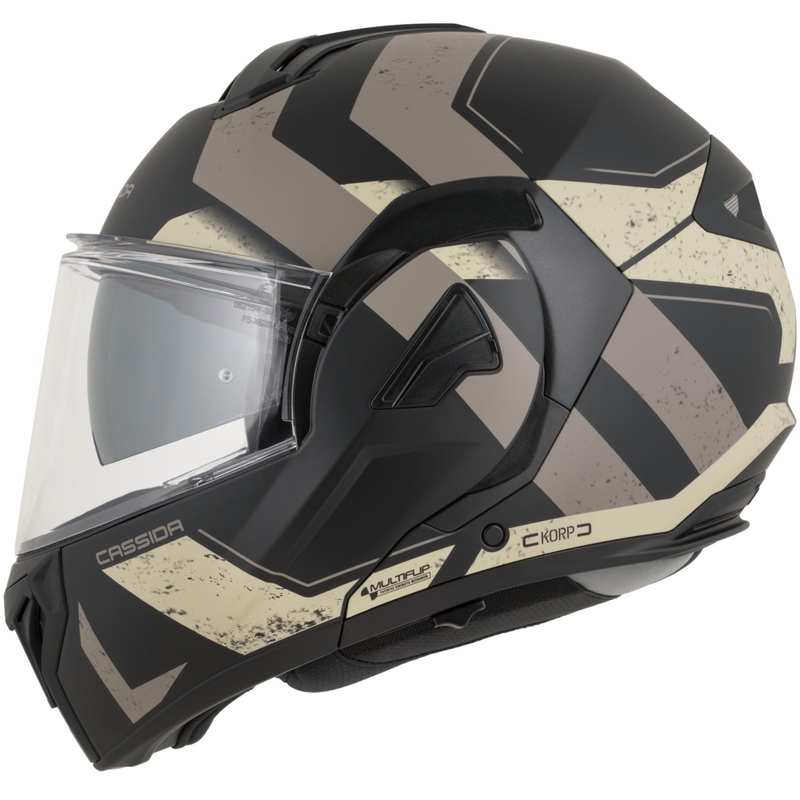 Cassida MultiFlip Korp opklapbare motorhelm matzwart-zand-khaki