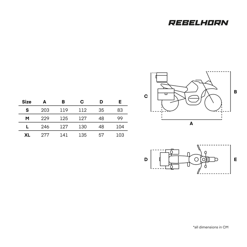Rebelhorn Shelter motorhoes met ruimte voor een kofferbak, zwart-zilver