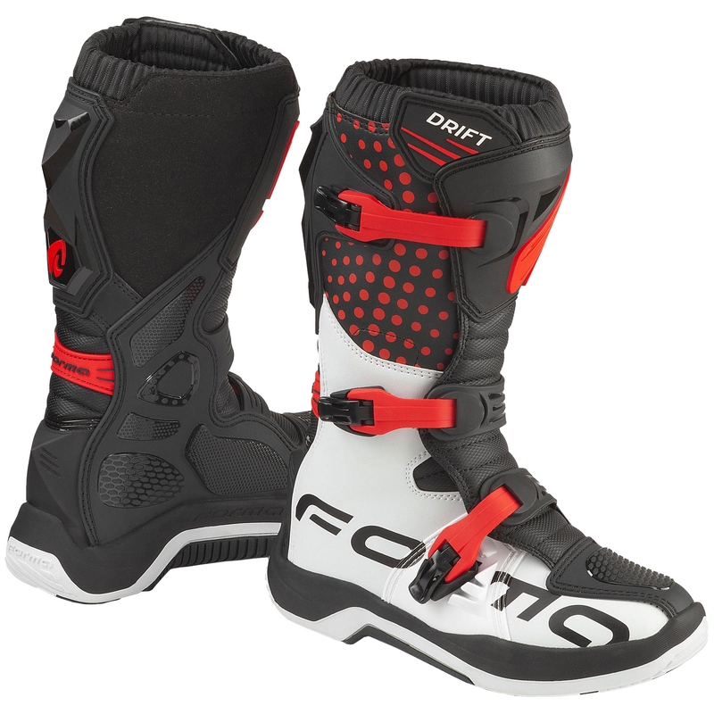 Kindermotorlaarzen Forma Drift zwart-rood-wit