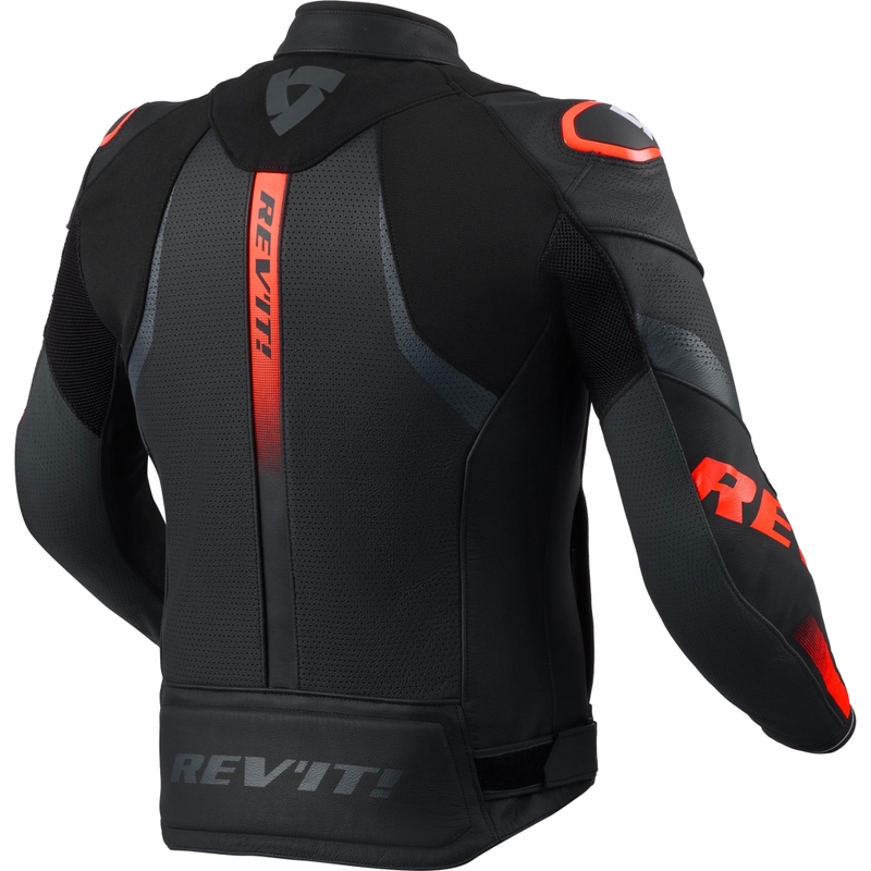 Revit Hyperspeed 3 Air leren motorjas zwart-fluorescerend rood