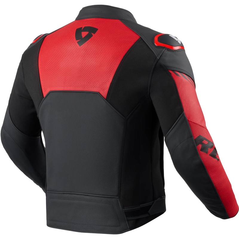 Revit Argon 3 motorjas van zwart-fluorrood leer