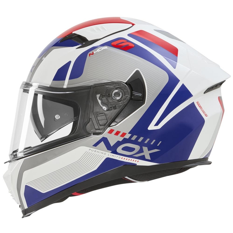 Integraal motorhelm NOX N402 Mentor wit-blauw-rood