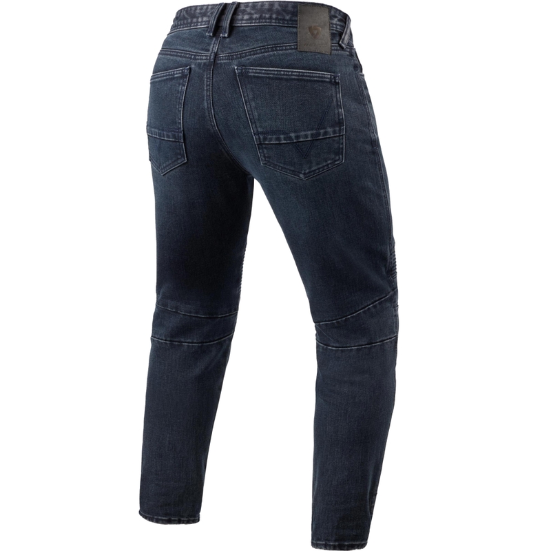 Revit Moto 2 TF cropped motorjeans, gewassen donkerblauw-zwart