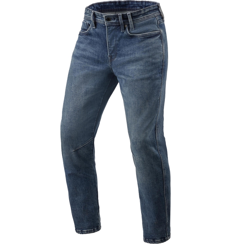 Revit Detroit 3 Tapered Short Motorcycle Jeans, gewassen donkerblauw