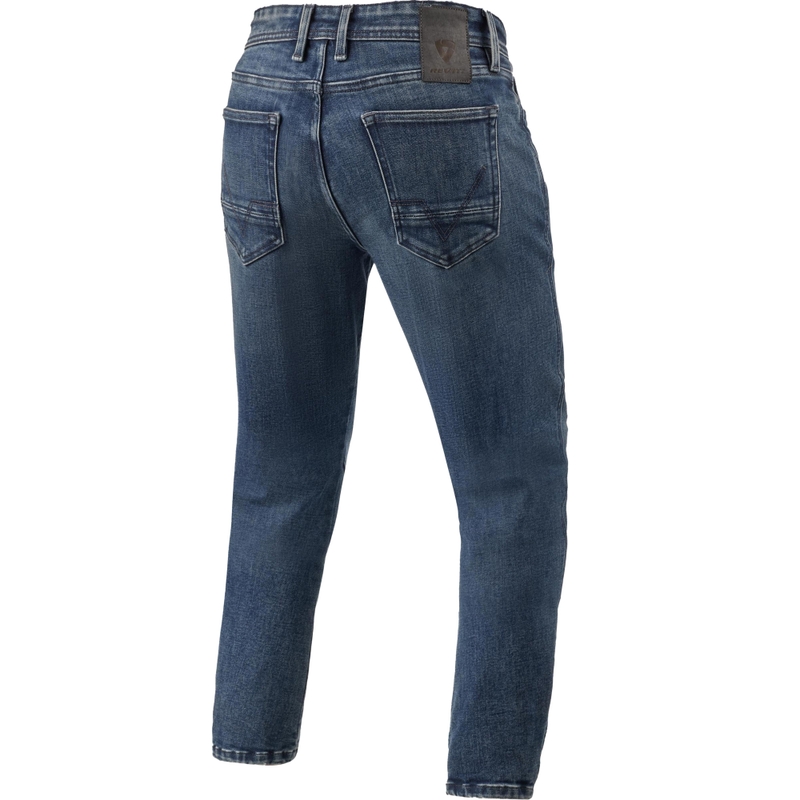 Revit Detroit 3 Tapered Short Motorcycle Jeans, gewassen donkerblauw