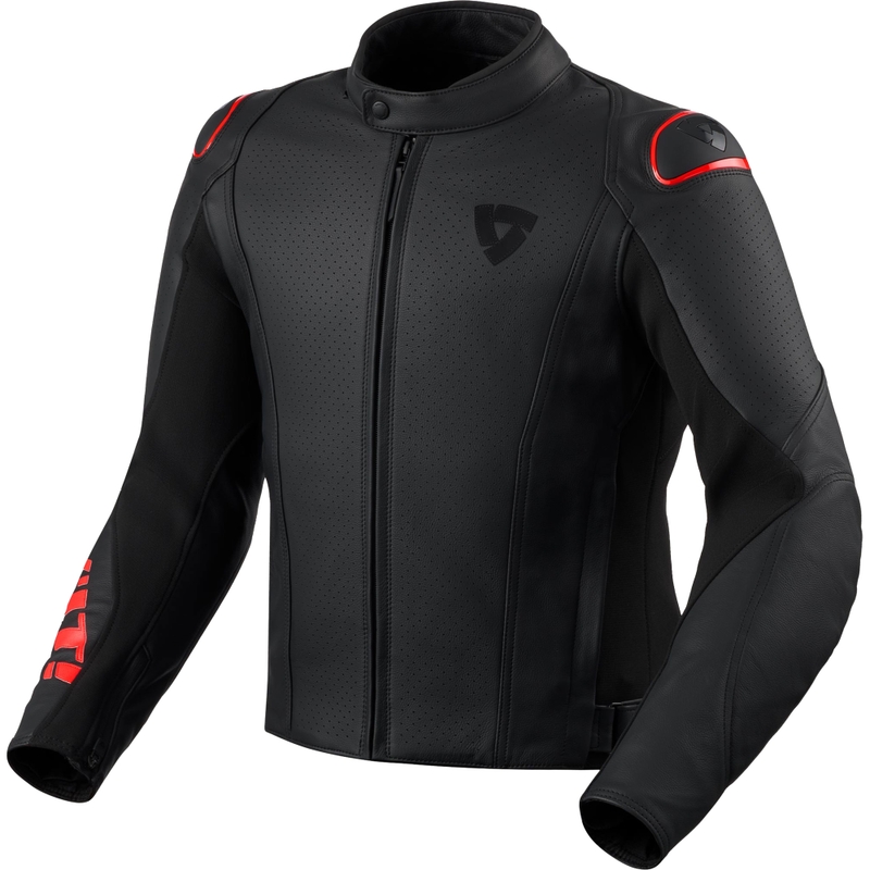 Revit Quadratic leren motorjas in zwart-fluorrood