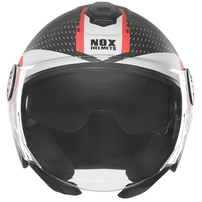 Open motorhelm NOX N182 Rond mat zwart-rood