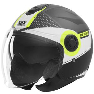 Open motorhelm NOX N182 Rond mat zwart-fluor geel