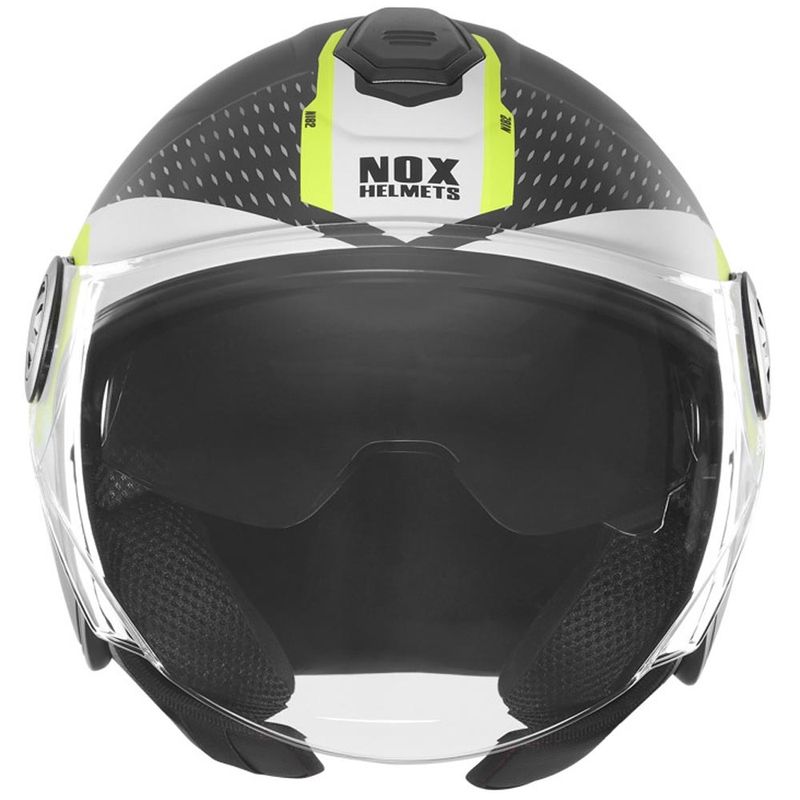 Open motorhelm NOX N182 Rond mat zwart-fluor geel