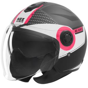 Open motorhelm NOX N182 Rond mat zwart-roze