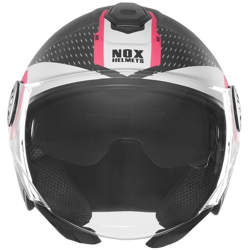 Open motorhelm NOX N182 Rond mat zwart-roze