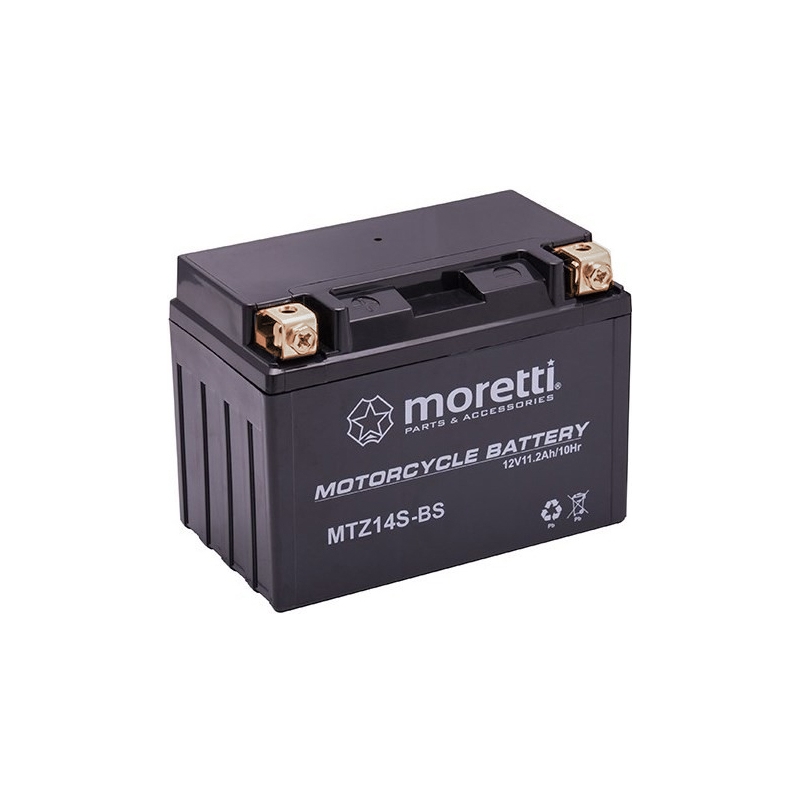 Konvenční motocyklová baterie Moretti MTZ14-BS, 12V 11Ah