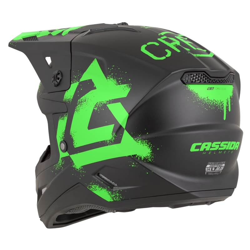 Cassida Cross Cup 2 Crew motorcrosshelm matzwart-fluogroen