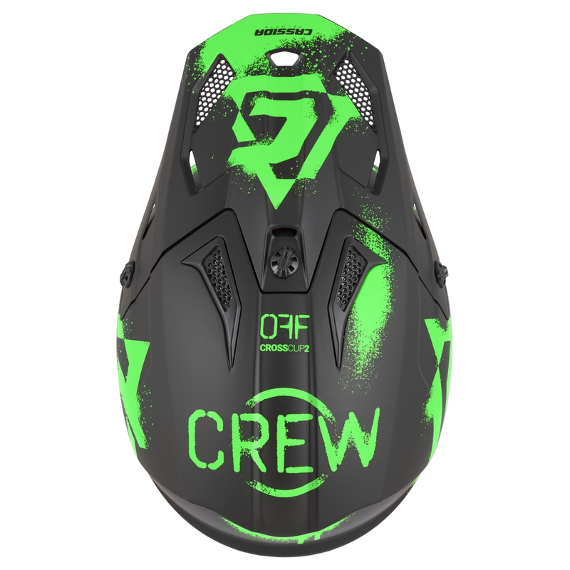 Cassida Cross Cup 2 Crew motorcrosshelm matzwart-fluogroen
