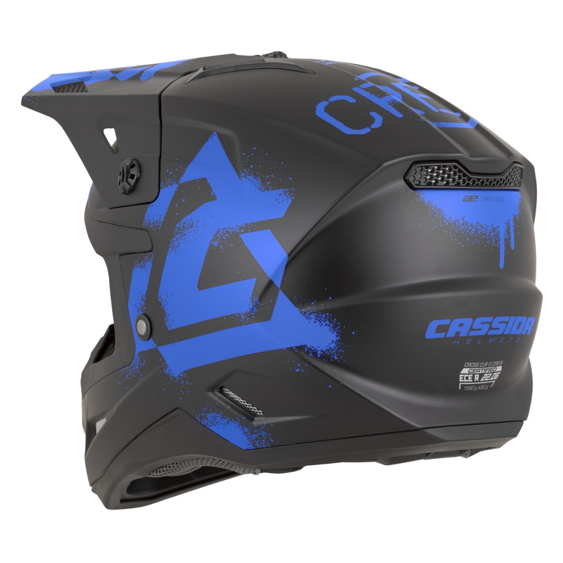 Cassida Cross Cup 2 Crew motorcrosshelm mat zwart-blauw