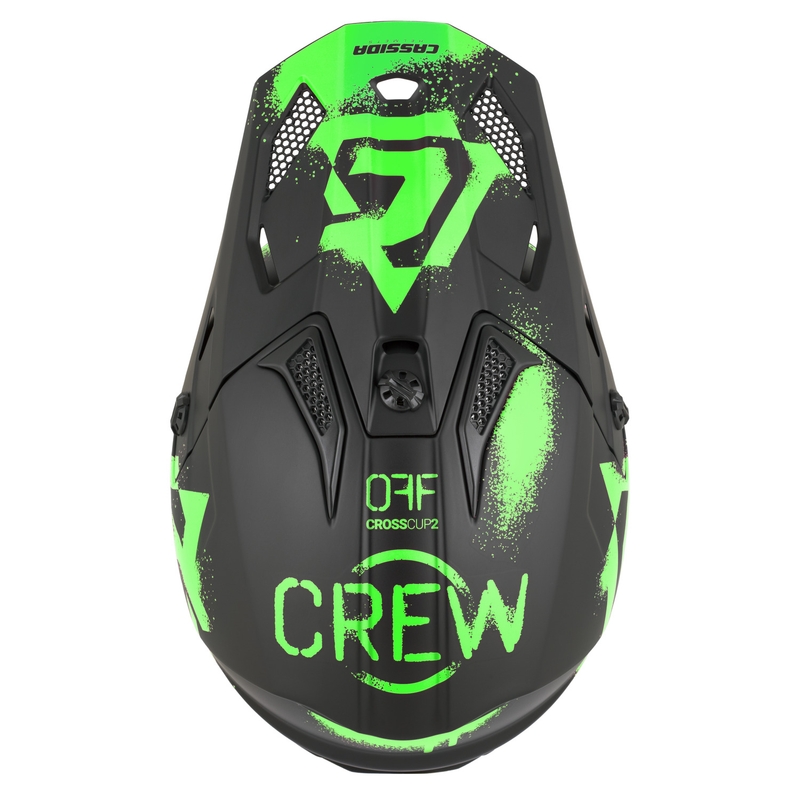 Kindermotocrosshelm Cassida Cross Cup 2 Crew Junior matzwart-fluogroen