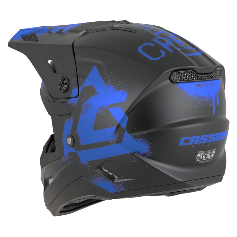 Kindermotocrosshelm Cassida Cross Cup 2 Crew Junior matzwart-blauw