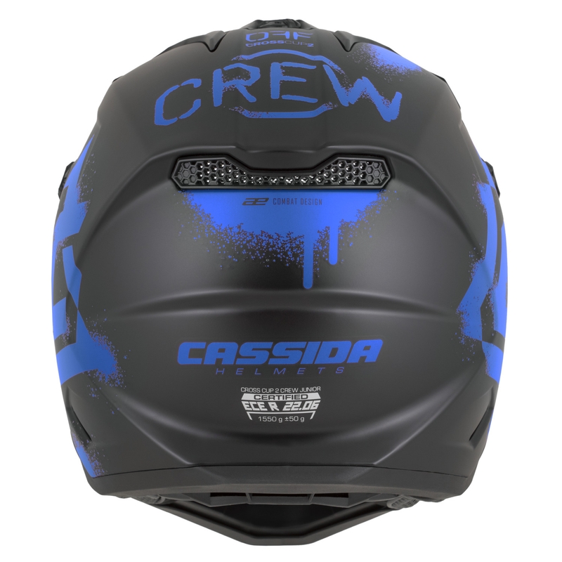 Kindermotocrosshelm Cassida Cross Cup 2 Crew Junior matzwart-blauw