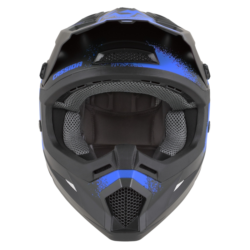 Kindermotocrosshelm Cassida Cross Cup 2 Crew Junior matzwart-blauw