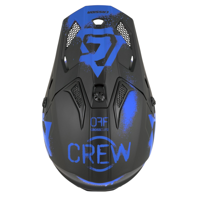 Kindermotocrosshelm Cassida Cross Cup 2 Crew Junior matzwart-blauw