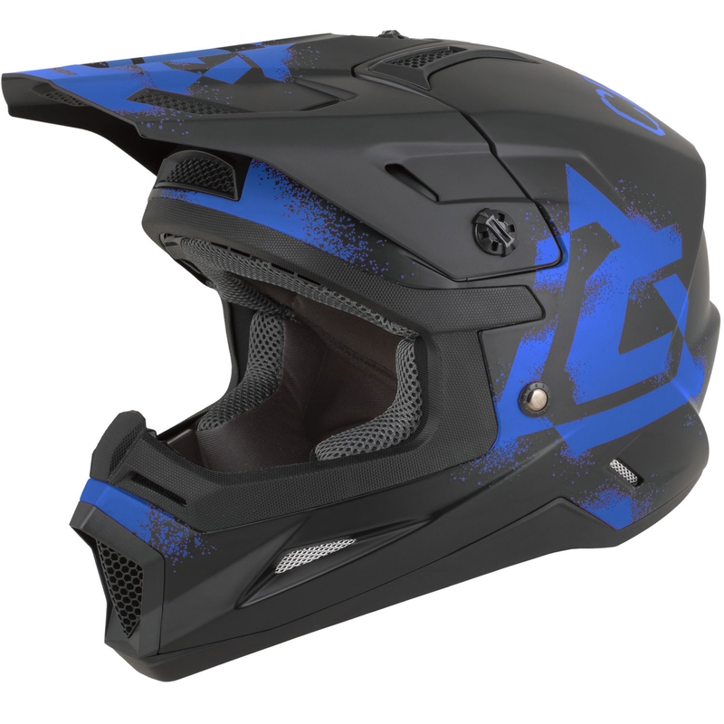 Kindermotocrosshelm Cassida Cross Cup 2 Crew Junior matzwart-blauw