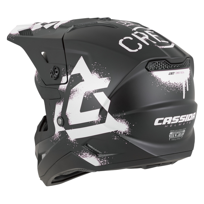 Kindermotocrosshelm Cassida Cross Cup 2 Crew Junior matzwart-wit