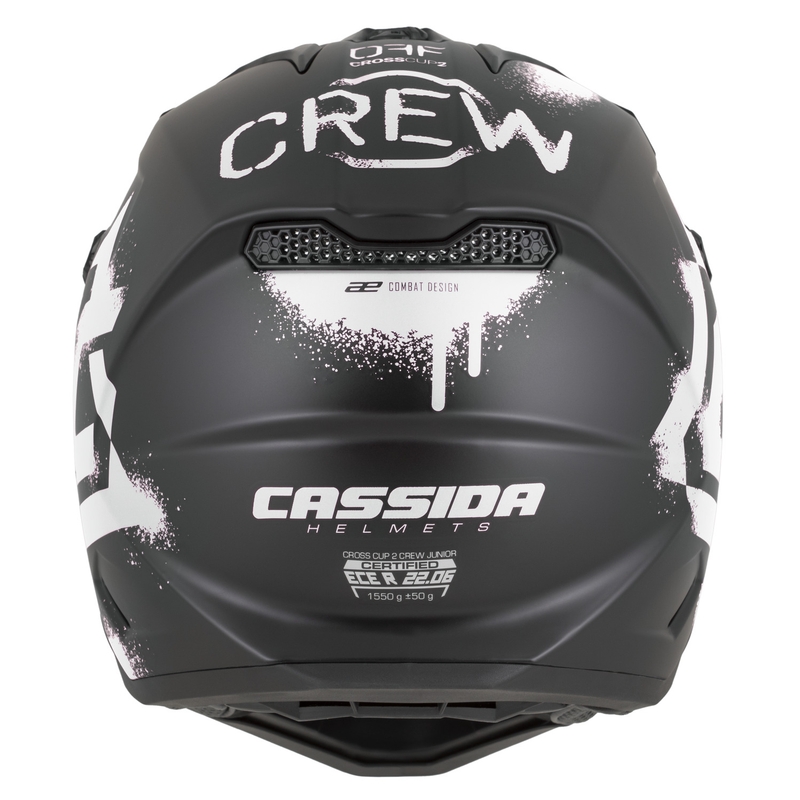 Kindermotocrosshelm Cassida Cross Cup 2 Crew Junior matzwart-wit