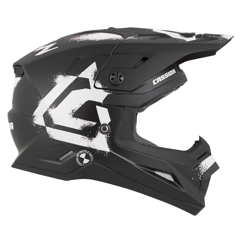 Kindermotocrosshelm Cassida Cross Cup 2 Crew Junior matzwart-wit