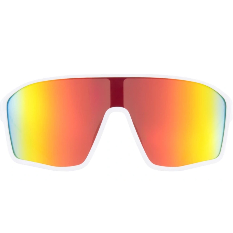 Red Bull Spect Daft zonnebril, wit met rood-oranje glazen.