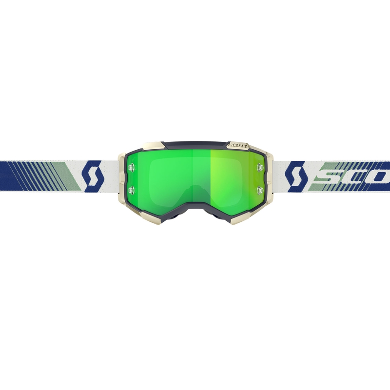 SCOTT Fury CH blauwgroene motorcrossbril met groen spiegelend plexiglas