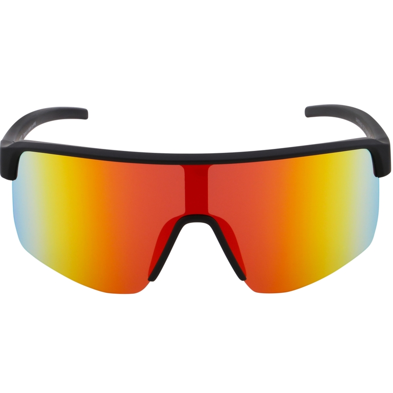 Red Bull Spect Dakota zonnebril, zwart met oranje lens.