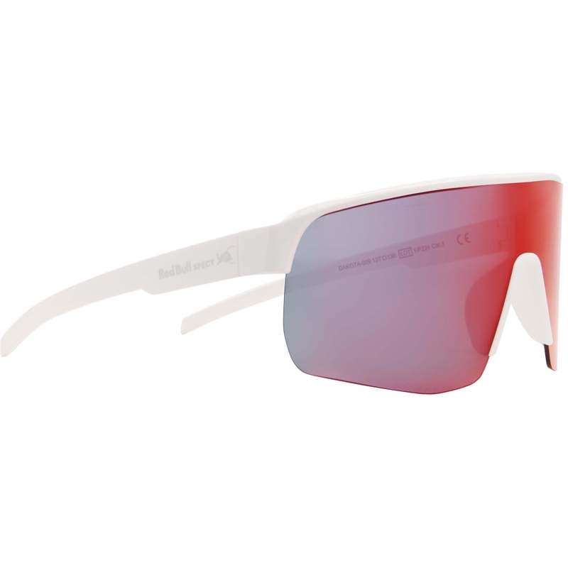 Red Bull Spect Dakota zonnebril, wit met blauw-rode glazen.