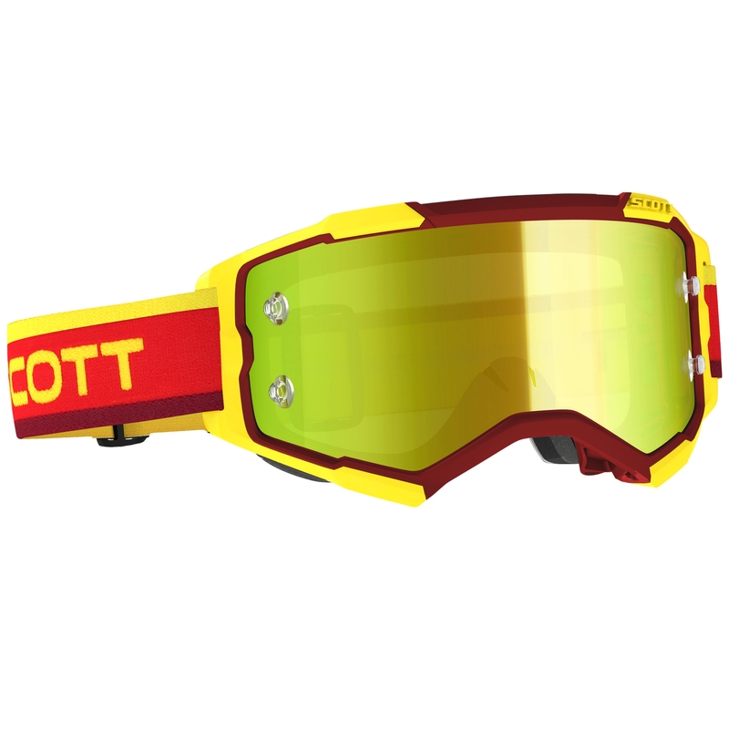 SCOTT Fury CH rood-gele motorcrossbril met geel spiegelend plexiglas