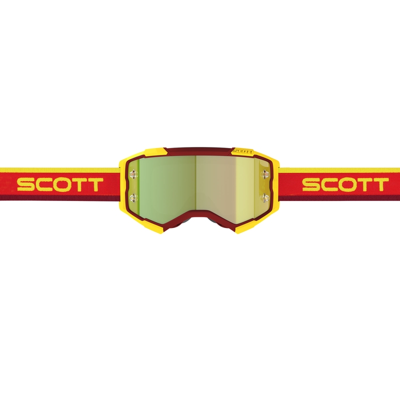 SCOTT Fury CH rood-gele motorcrossbril met geel spiegelend plexiglas