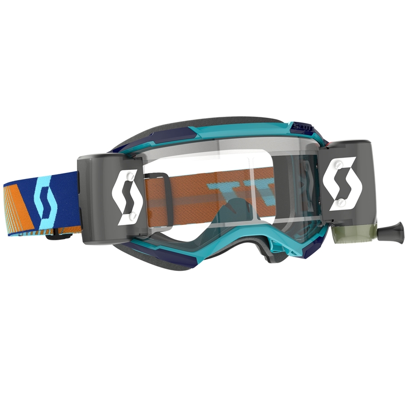 SCOTT Fury WFS motorcrossbril blauw-oranje met transparant plexiglas