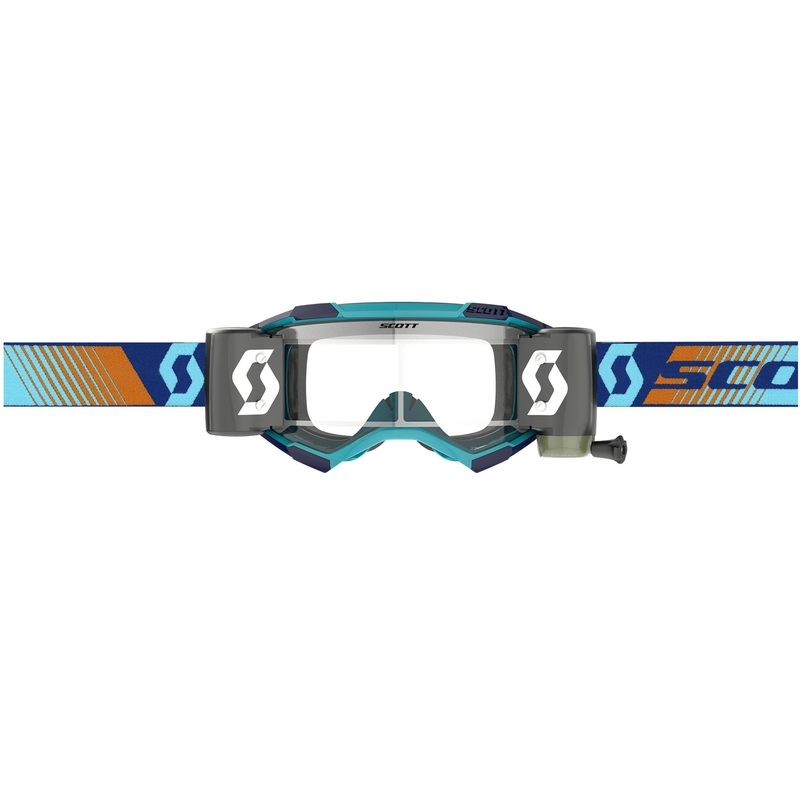 SCOTT Fury WFS motorcrossbril blauw-oranje met transparant plexiglas