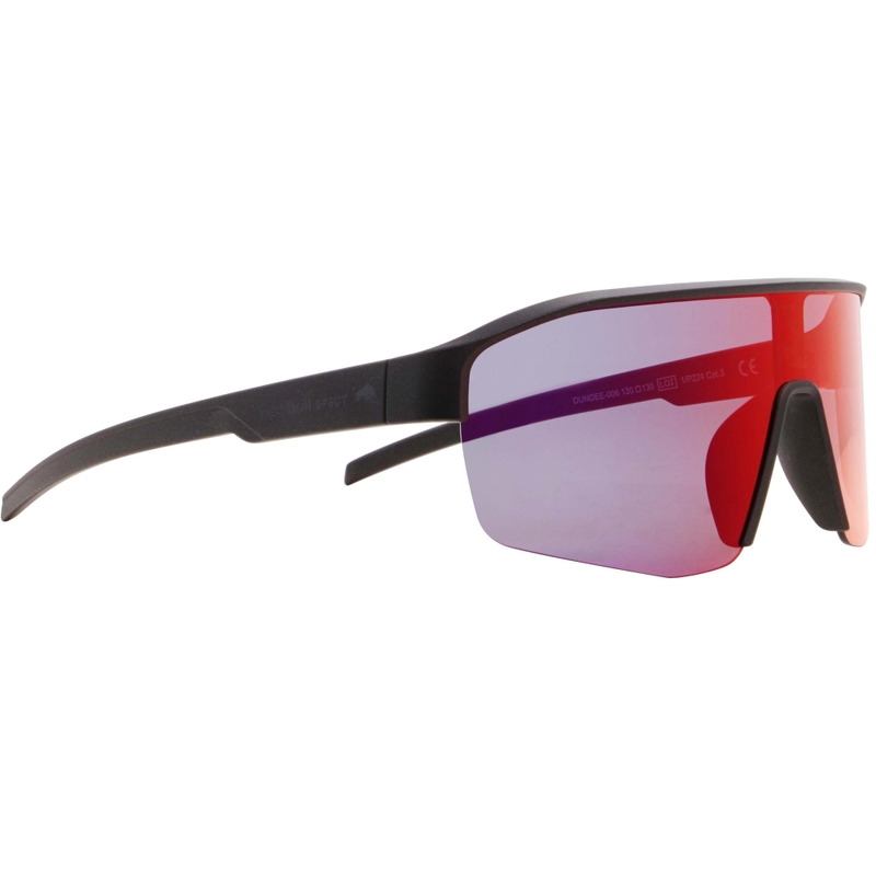 Red Bull Spect Dundee zonnebril, zwart met blauwpaarse glazen.