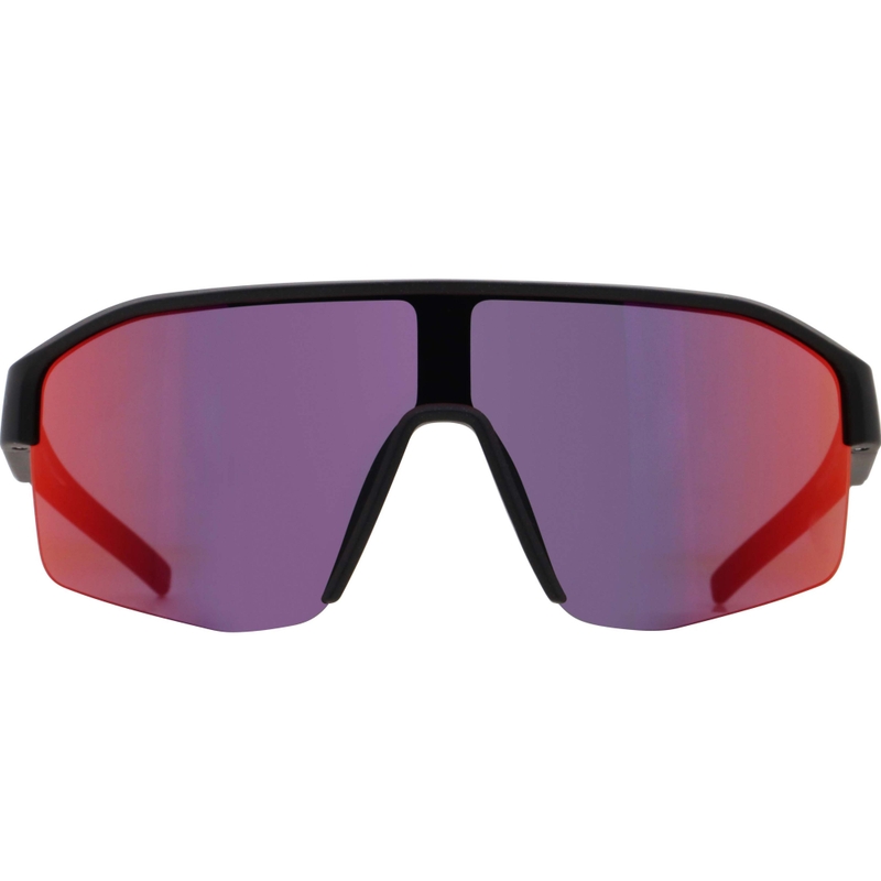 Red Bull Spect Dundee zonnebril, zwart met blauwpaarse glazen.