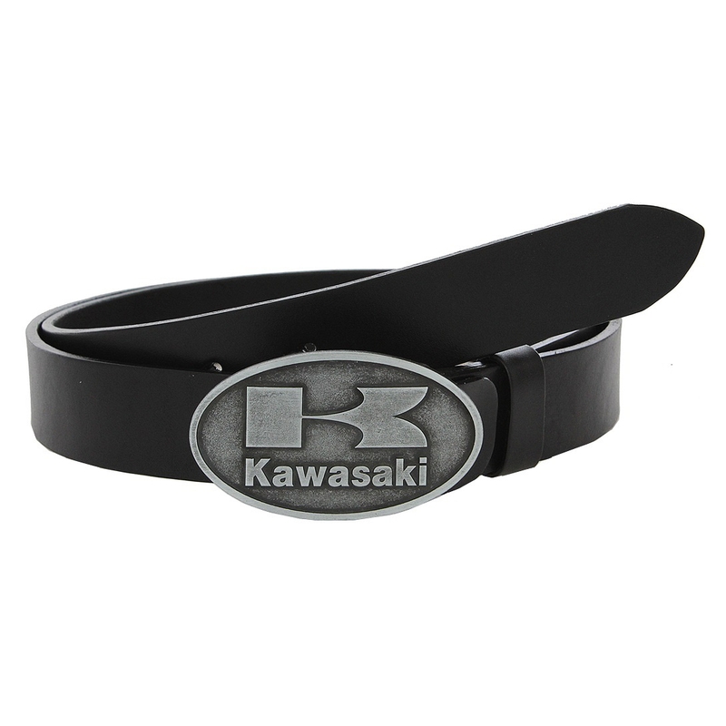 Leren moto riem met Kawasaki gesp