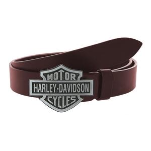Leren moto riem met bruine Harley-Davidson gesp
