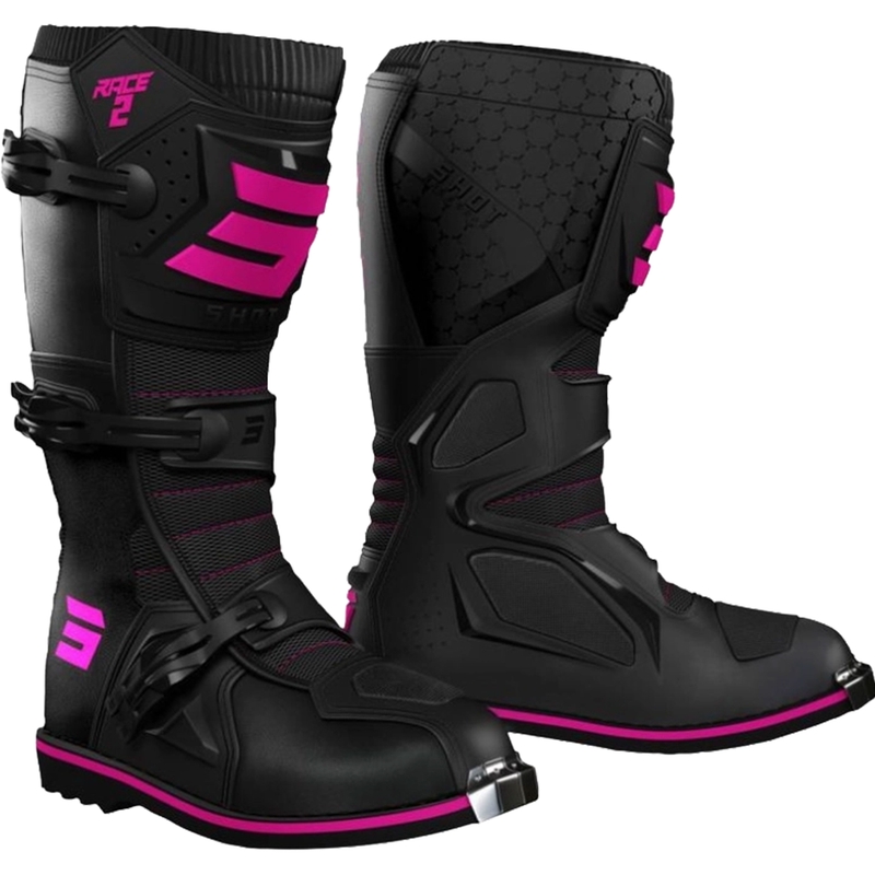 Shot Race 2 kindermotocrosslaarzen zwart-roze