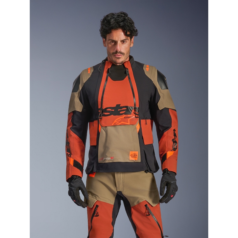 Alpinestars Halo PRO Drystar XF motorjas lichtbruin-donkeroranje-zwart