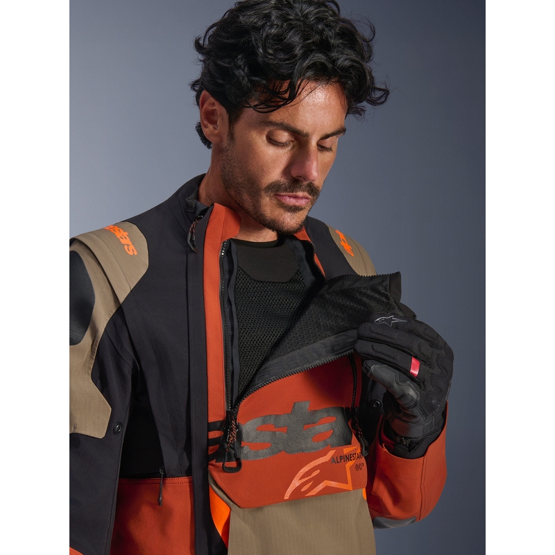 Alpinestars Halo PRO Drystar XF motorjas lichtbruin-donkeroranje-zwart