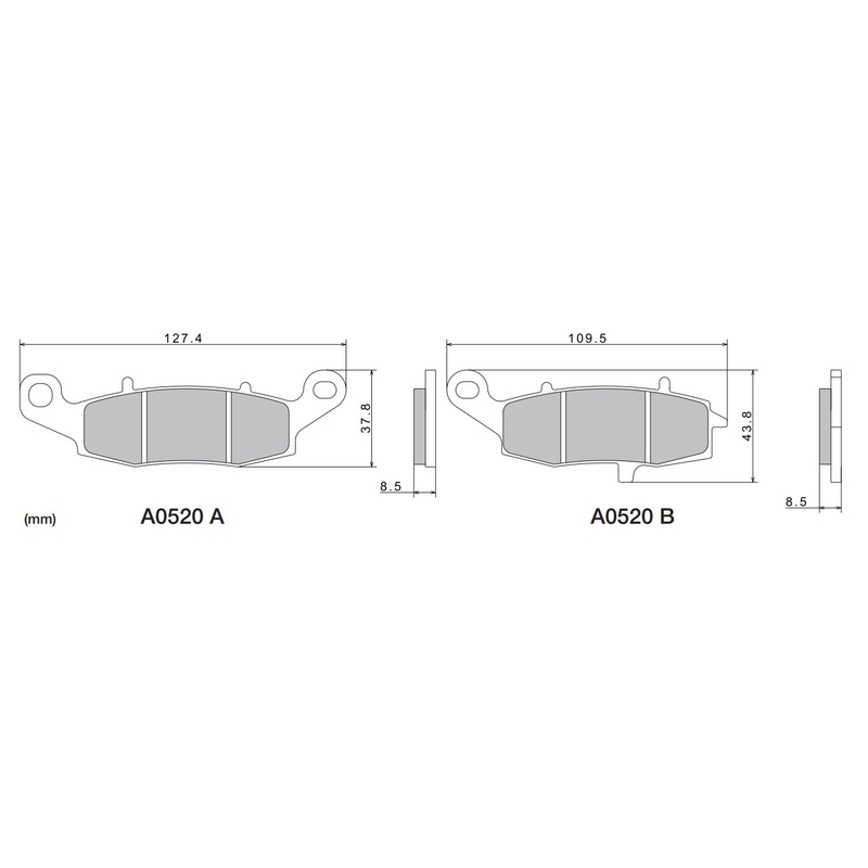 Remblokken NISSIN semi-metallische samenstelling M501-401 2 stuks.