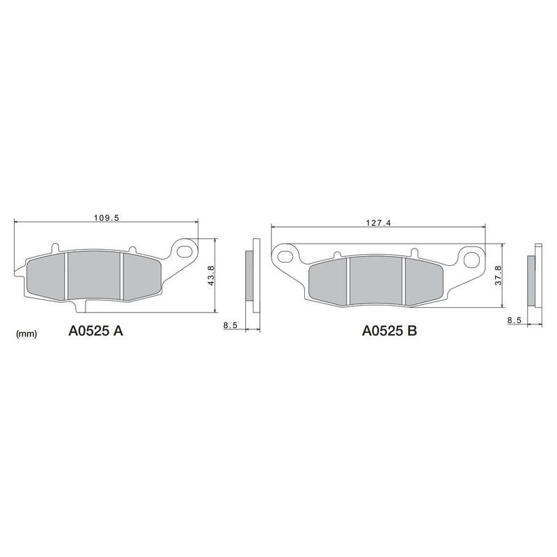 Remblokken NISSIN semi-metallische samenstelling M501-402 2 stuks.