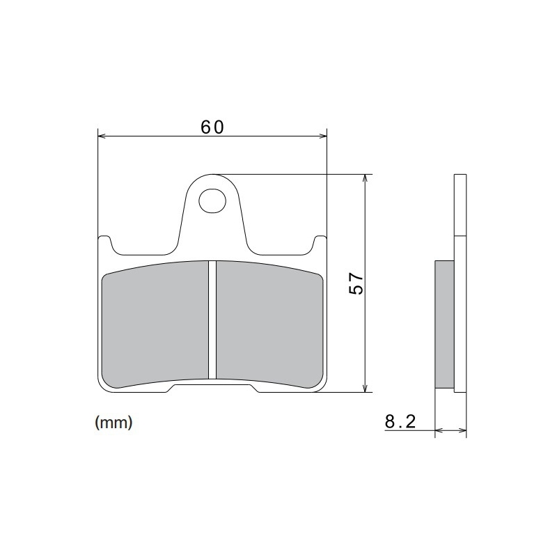 Remblokken NISSIN semi-metallische samenstelling 60x57x8,2 mm 2 stuks