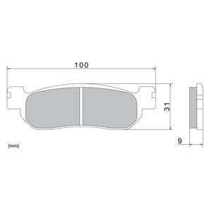 Remblokken NISSIN semi-metallische samenstelling 100x31x9 mm 2 stuks