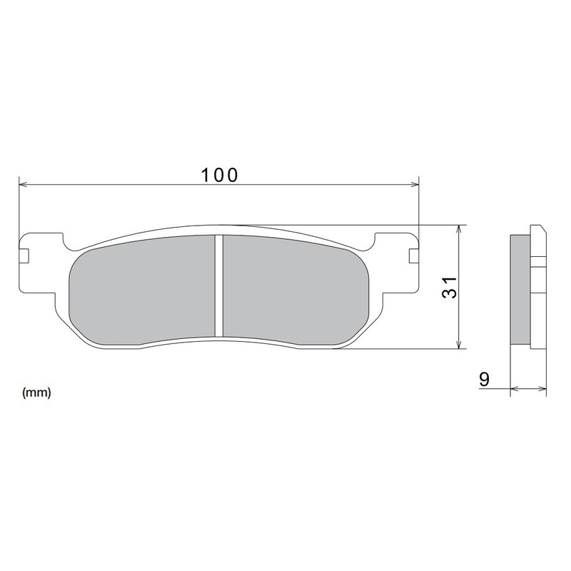 Remblokken NISSIN semi-metallische samenstelling 100x31x9 mm 2 stuks